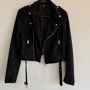Black Vegan Suede Moto Jacket